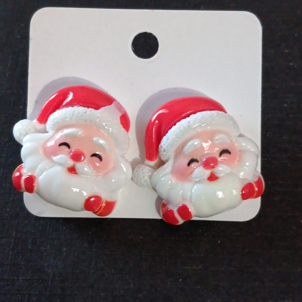 Chunky Acrylic Santa Claus Earrings New!